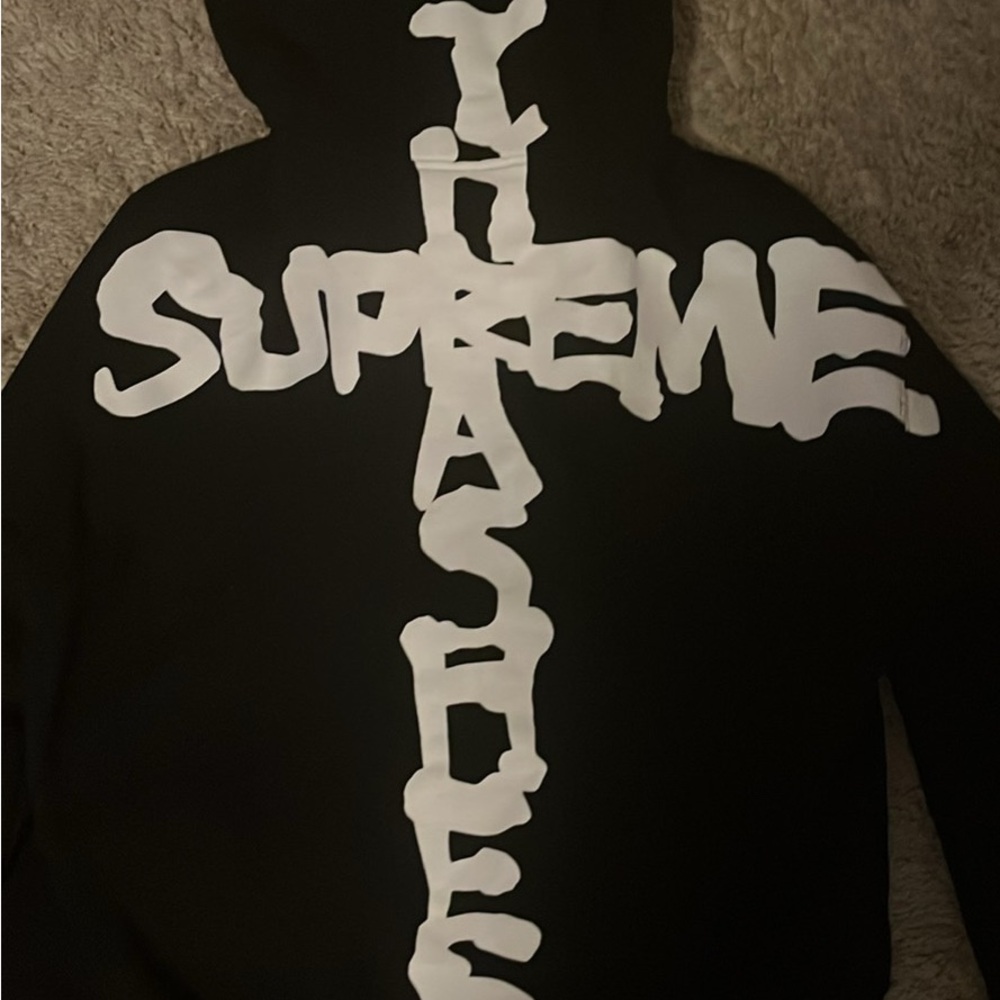 Supreme Black Hoodie with Red Tags